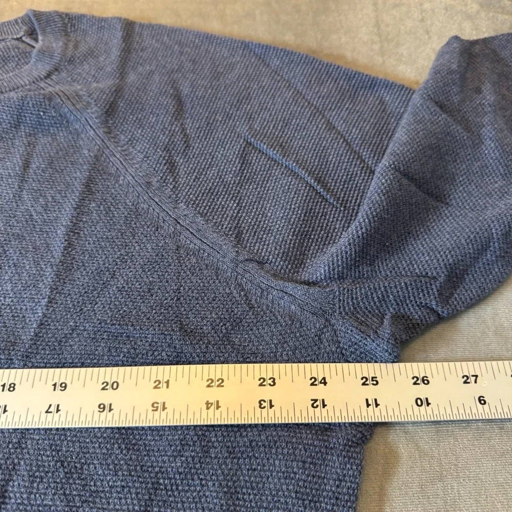J.Crew Mens Sweater XL Blue Textured Cotton Raglan Sleeve Crewneck Preppy